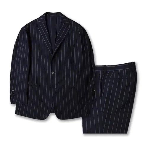 링자켓 [Ring Jacket] 네이비 하늘색 스트라이프 플란넬 울 수트 2