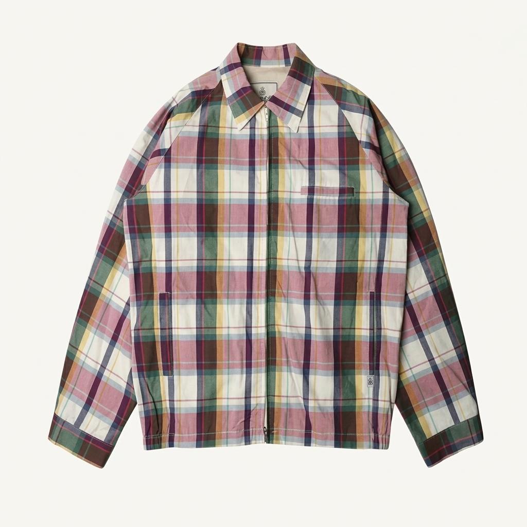 바라쿠타 [Baracuta] 멀티 체크 유니크 블루종 자켓 헤리티지 1