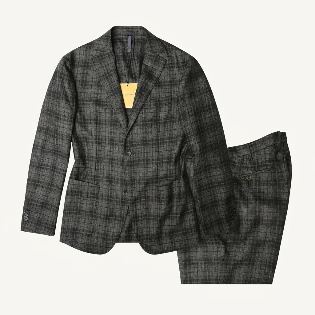52 몬테도로 [Montedoro] 다크 그레이 울 체크 이태리 수트 1