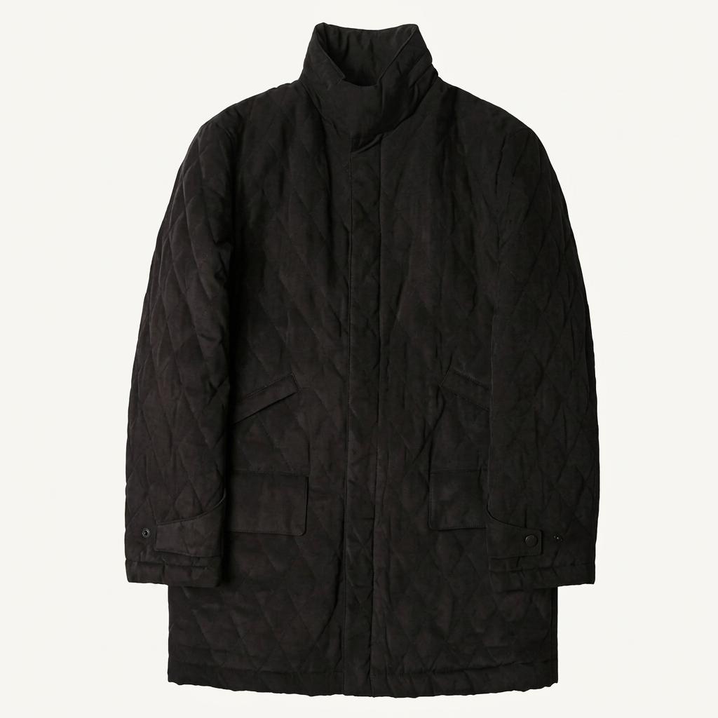 꼬르넬리아니 [Corneliani] 다크 브라운 스웨이드 퀼팅 하프 코트 1