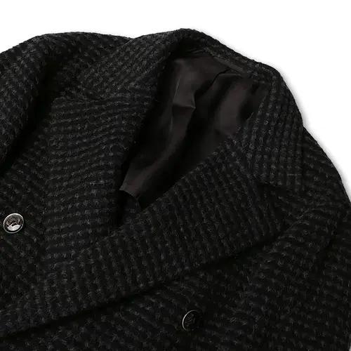 링자켓 [Ring Jacket] 블랙&그레이 패턴 앙고라 일본 폴로 코트 3