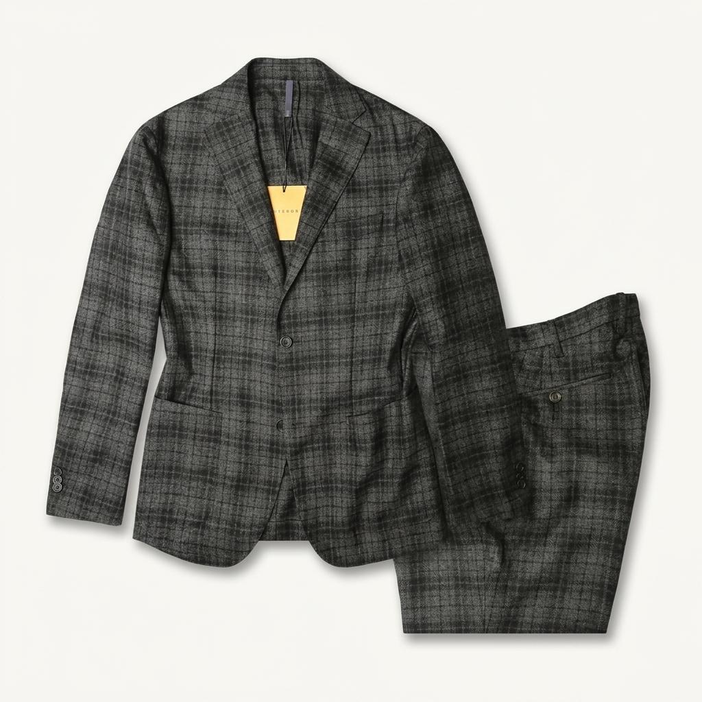 46 몬테도로 [Montedoro] 다크 그레이 울 체크 이태리 수트 1
