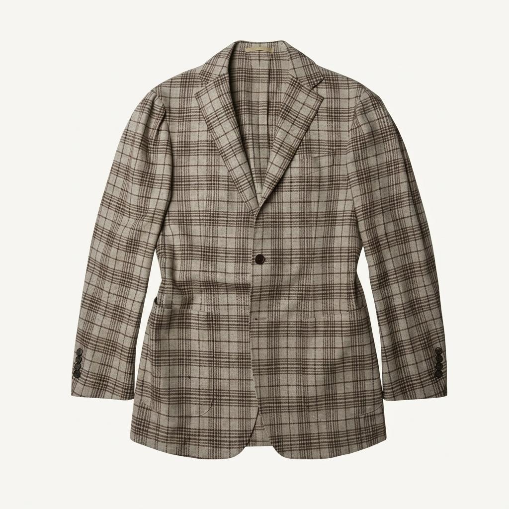 링자켓 [Ring Jacket] 베이지 브라운 체크 댄디 클래식 자켓 1