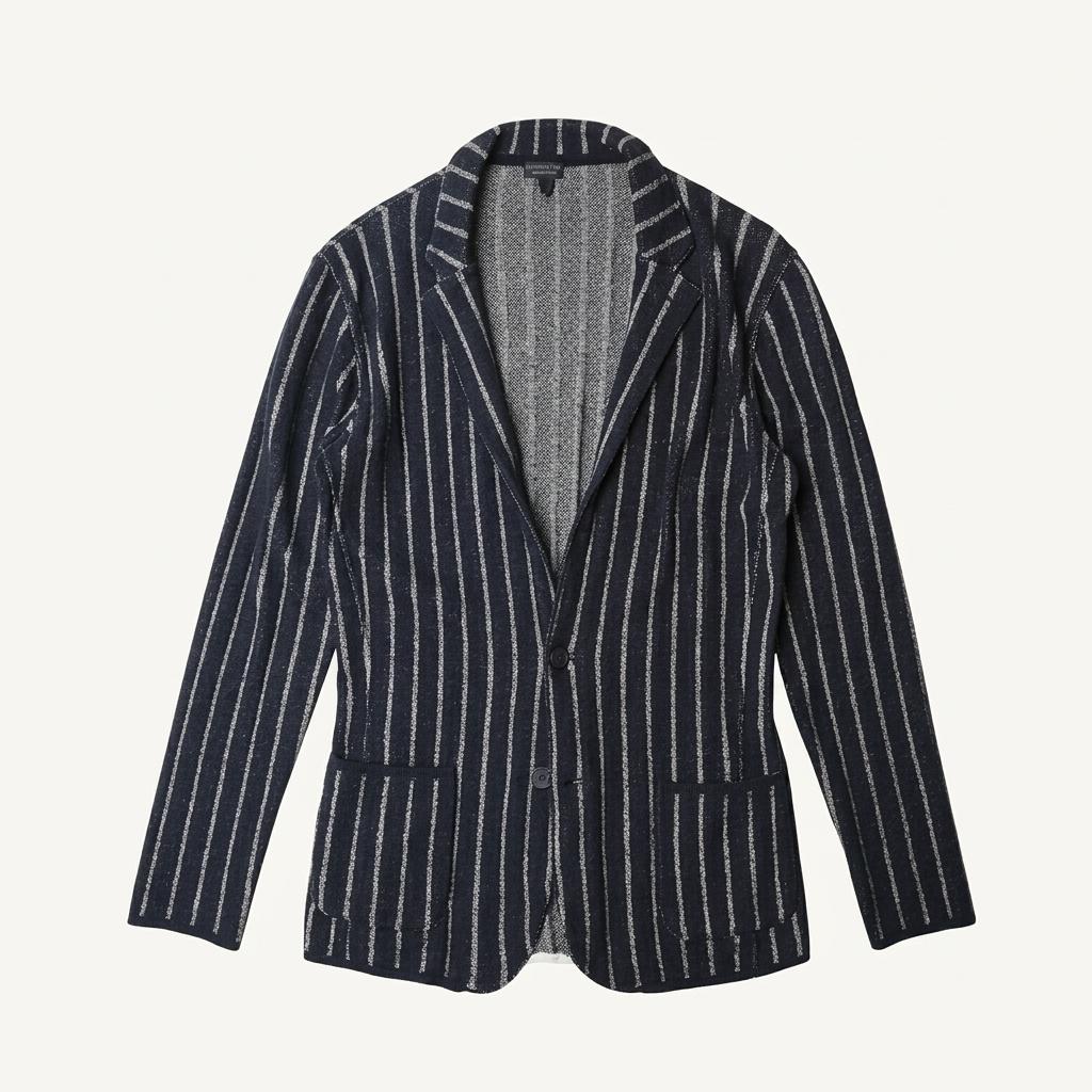 라르디니 [Lardini] 네이비 스트라이프 코튼 나일론 니트 자켓 1