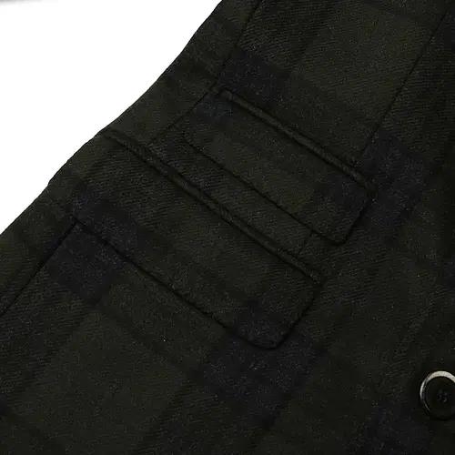 꼬르넬리아니 [Corneliani] 버진울 카키 체크 클래식 럭셔리 코트 4