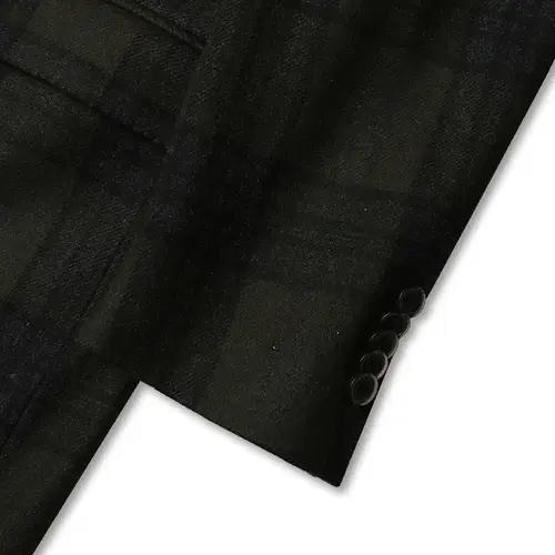 꼬르넬리아니 [Corneliani] 버진울 카키 체크 클래식 럭셔리 코트 5