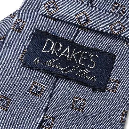 드레익스 [Drake's] 페이드 네이비 도트 스퀘어 패턴 타이 5