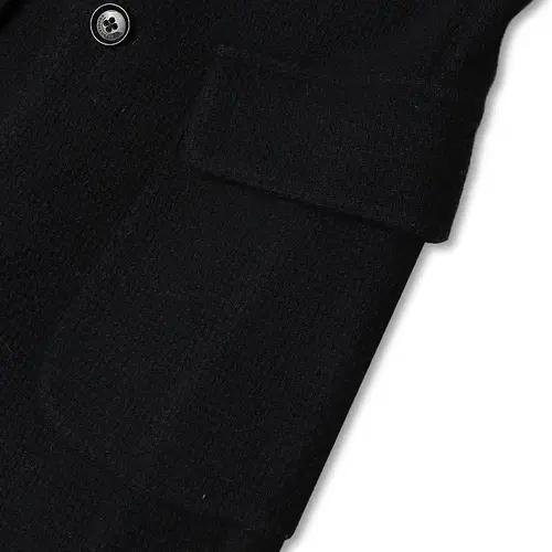 몬테도로 [Montedoro] 다크 네이비 울 나일론 트위드 탑 코트 4
