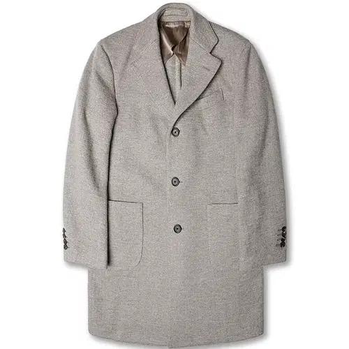 라르디니 [Lardini] 라이트 베이지 헤링본 울 싱글 코트 체스터필드 2