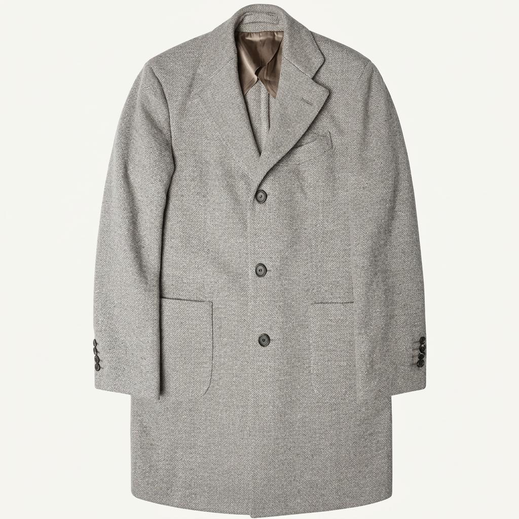 라르디니 [Lardini] 라이트 베이지 헤링본 울 싱글 코트 체스터필드 1