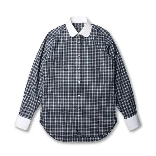 빔즈 에프 [Beams F] 빈티지 클래식 체크 클레릭 셔츠 라운드칼라 2