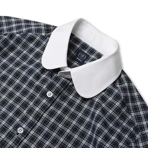 빔즈 에프 [Beams F] 빈티지 클래식 체크 클레릭 셔츠 라운드칼라 3