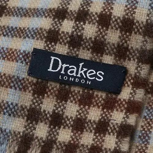 드레익스 [Drake's] 베이지 브라운 하늘 체크 클래식 머플러 4