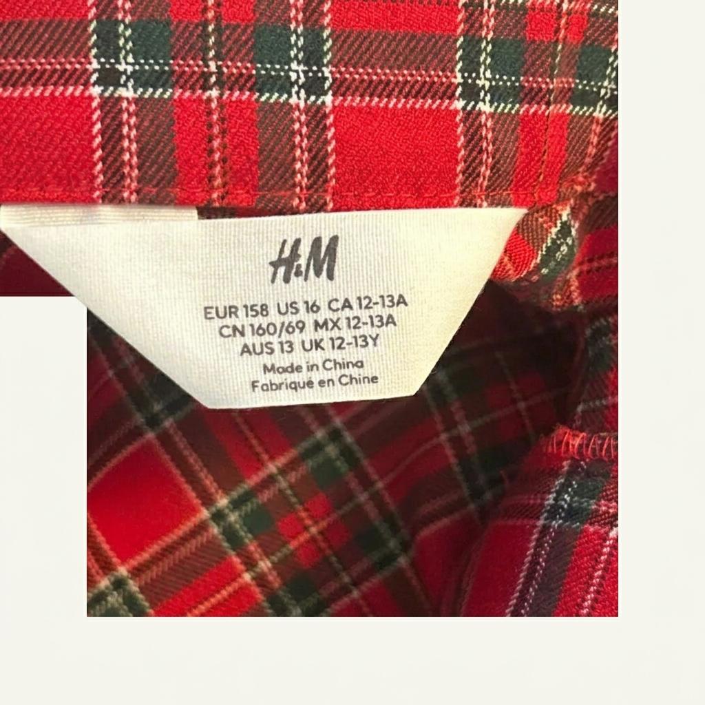 H&M 레드 타탄 체크 미니스커트