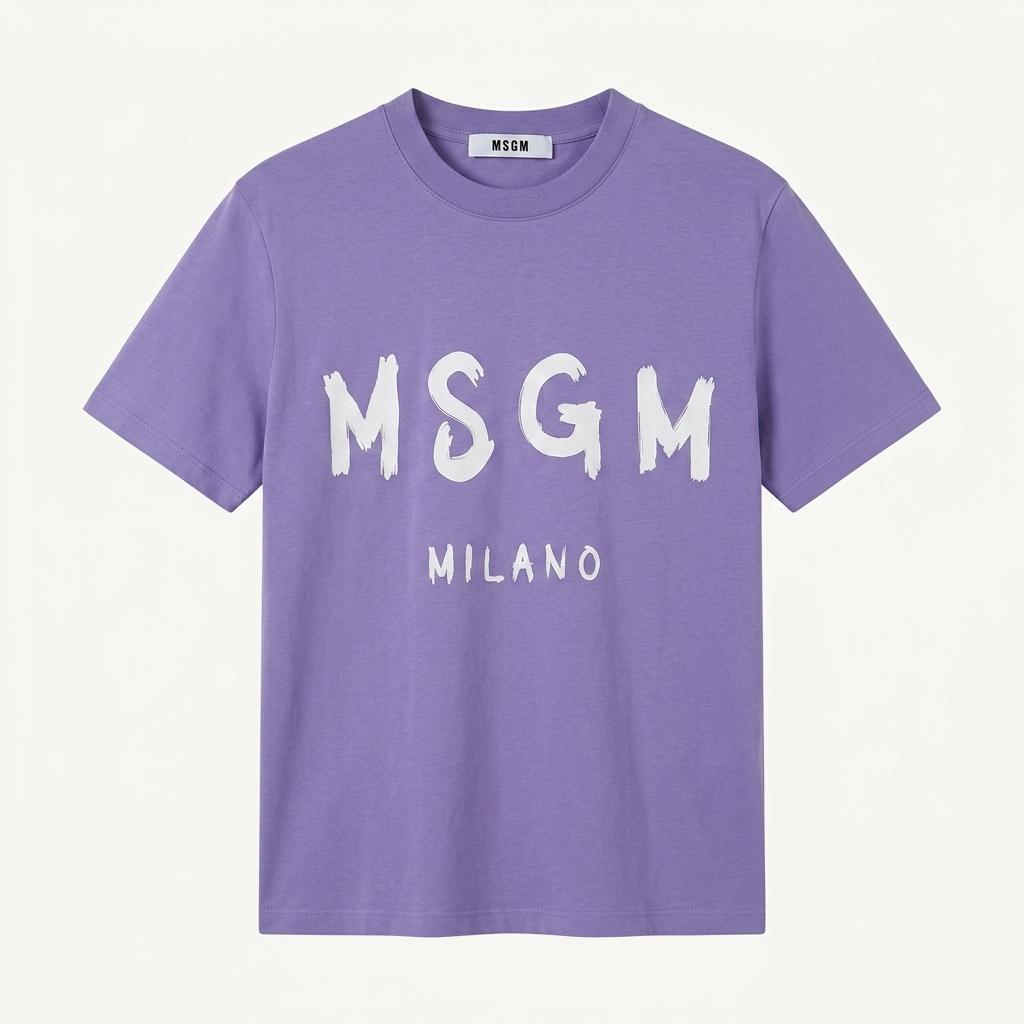 MSGM 브러쉬 로고 프린팅 반팔 티셔츠 퍼플S 1