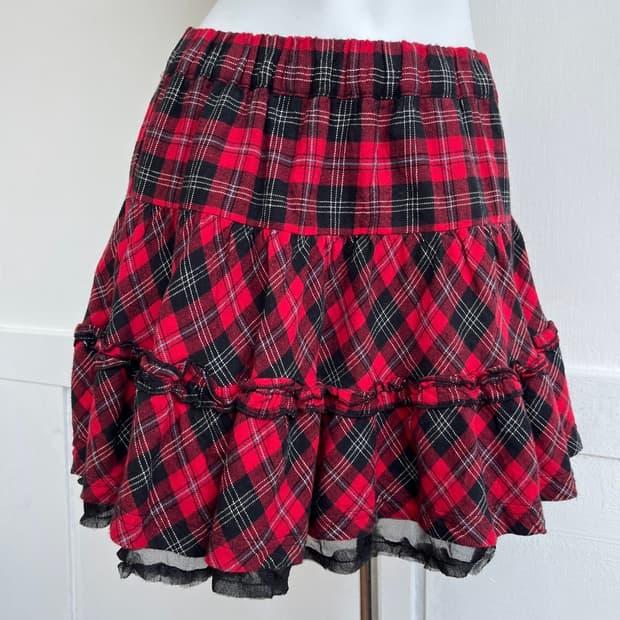 RED TARTAN 캉캉 프릴 체크 스커트 2