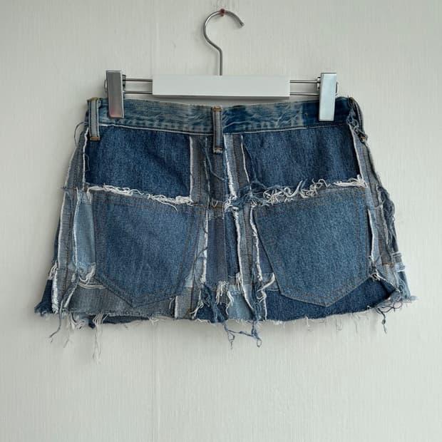 *SALE) 디스트로이드 패치 데님 스커트 6