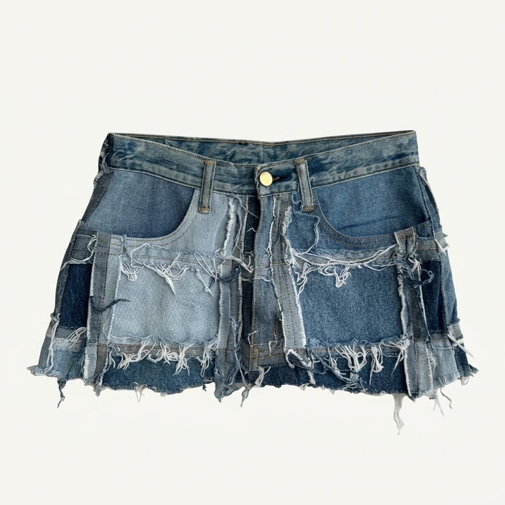 *SALE) 디스트로이드 패치 데님 스커트 1