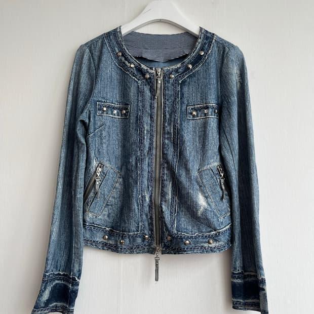 RENAULT.JEANS 페이크 데님 집업 자켓 2