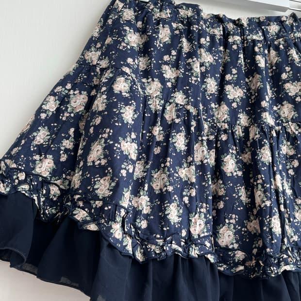 *SALE) 네이비 잔꽃 쉬폰 미니 스커트 3