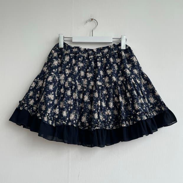 *SALE) 네이비 잔꽃 쉬폰 미니 스커트 2