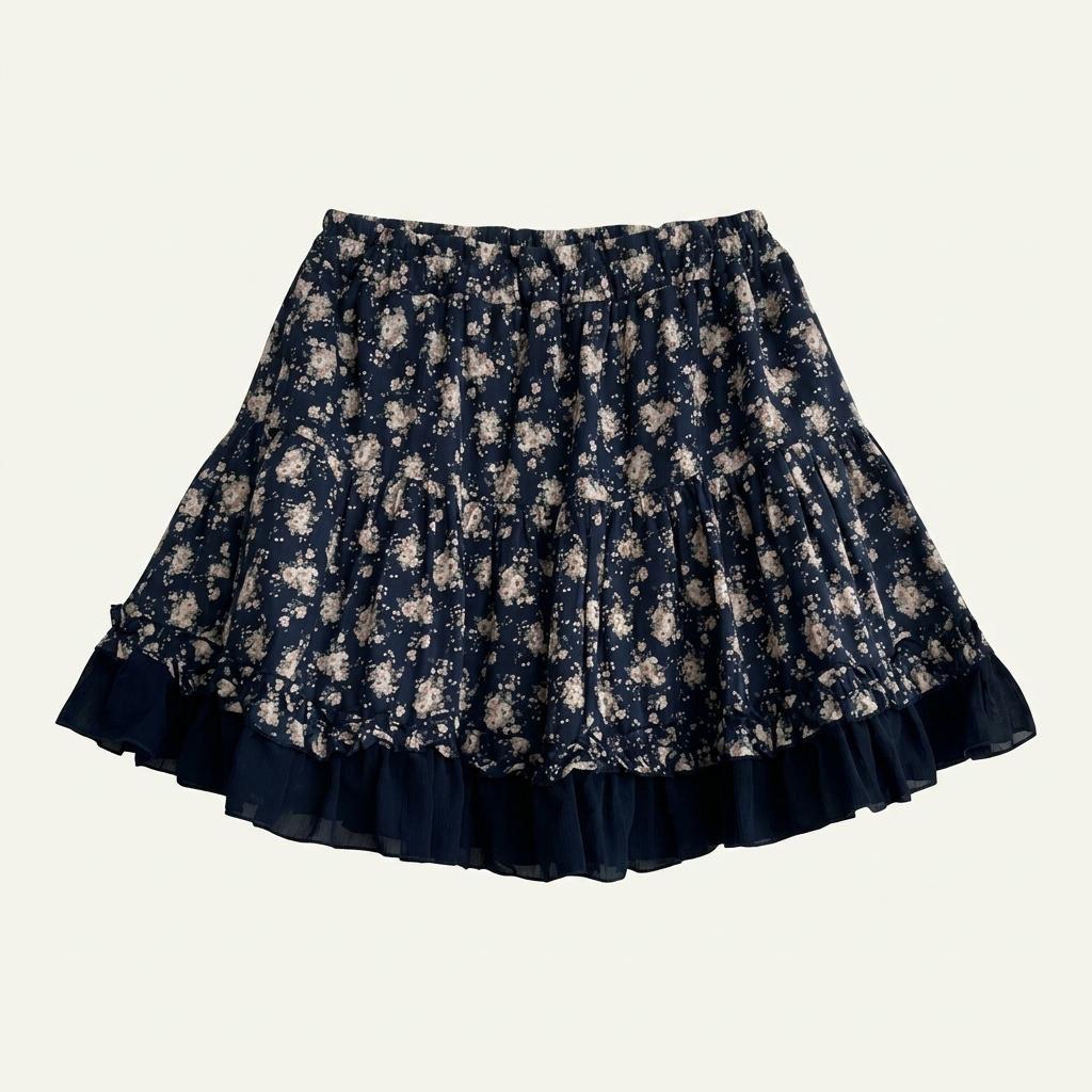 *SALE) 네이비 잔꽃 쉬폰 미니 스커트 1