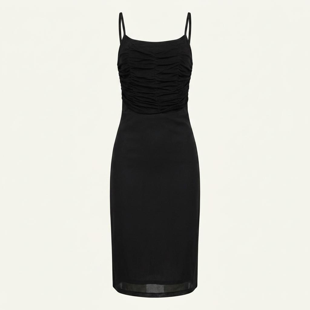 *SALE) 블랙 셔링 슬림 롱 슬립 원피스 1