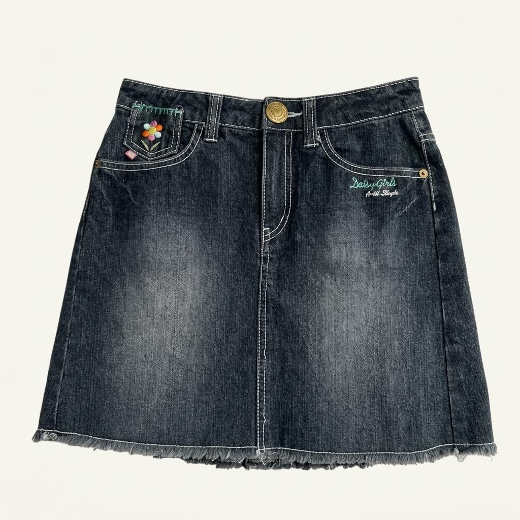 DAISY LOVERS 플라워 자수 데님 플리츠 스커트 1