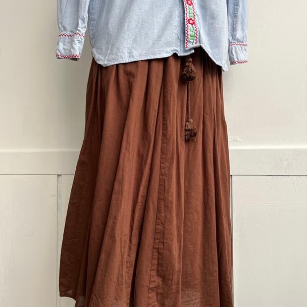 *SALE) 브라운 수술 롱 스커트 5