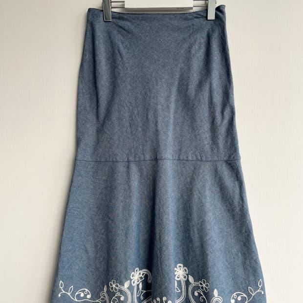 Laura Ashley 데님 자수 스커트 2