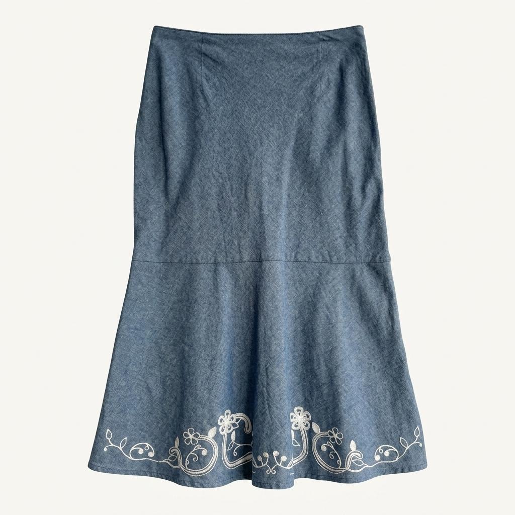 Laura Ashley 데님 자수 스커트 1
