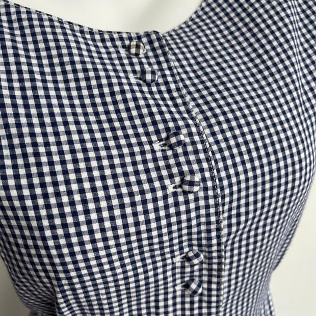 Elanfrere 네이비 깅엄체크 롱 원피스 4