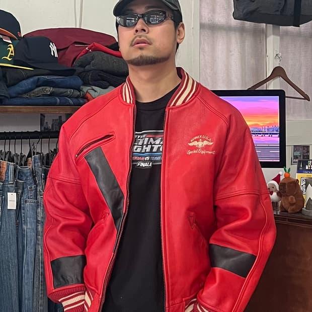 90‘s Avirex 아이콘 가죽 자켓 L 4
