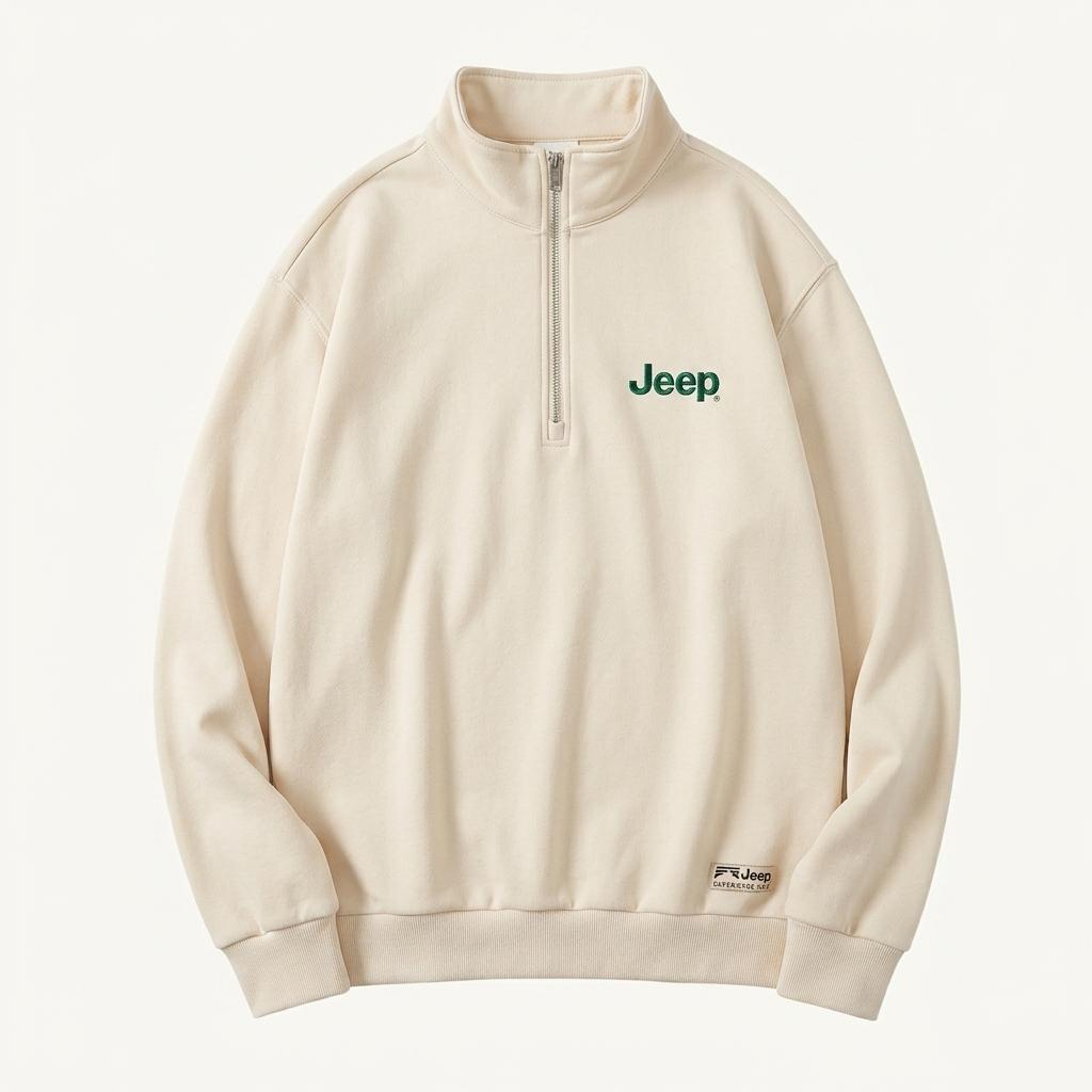 [Jeep] 지프 자수 로고 하프 집업 맨투맨 아이보리 1