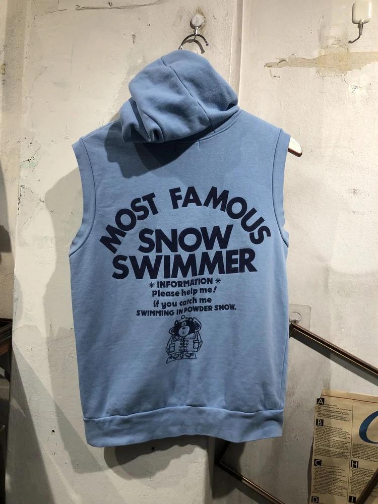 Blue sleeveless zip up hoodie 4
