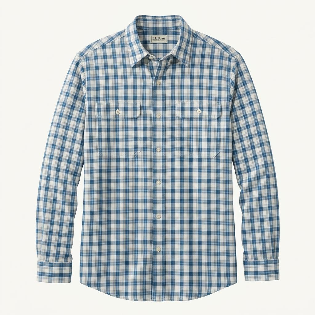 L.l.bean light blue check shirt 1