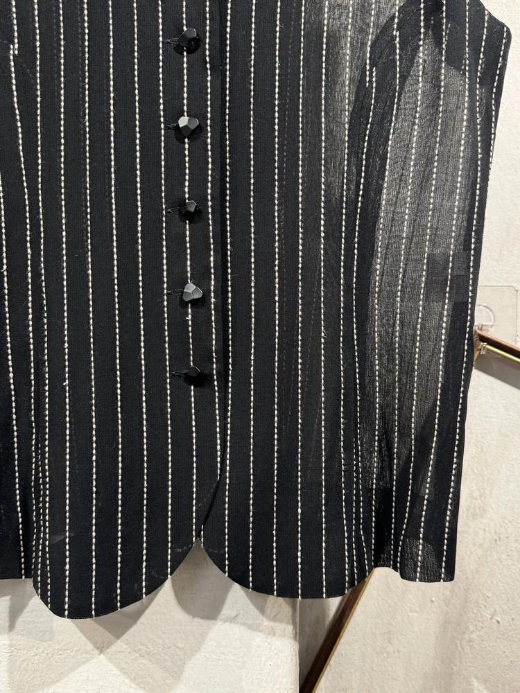 Black vertical contrast stitch vest 6