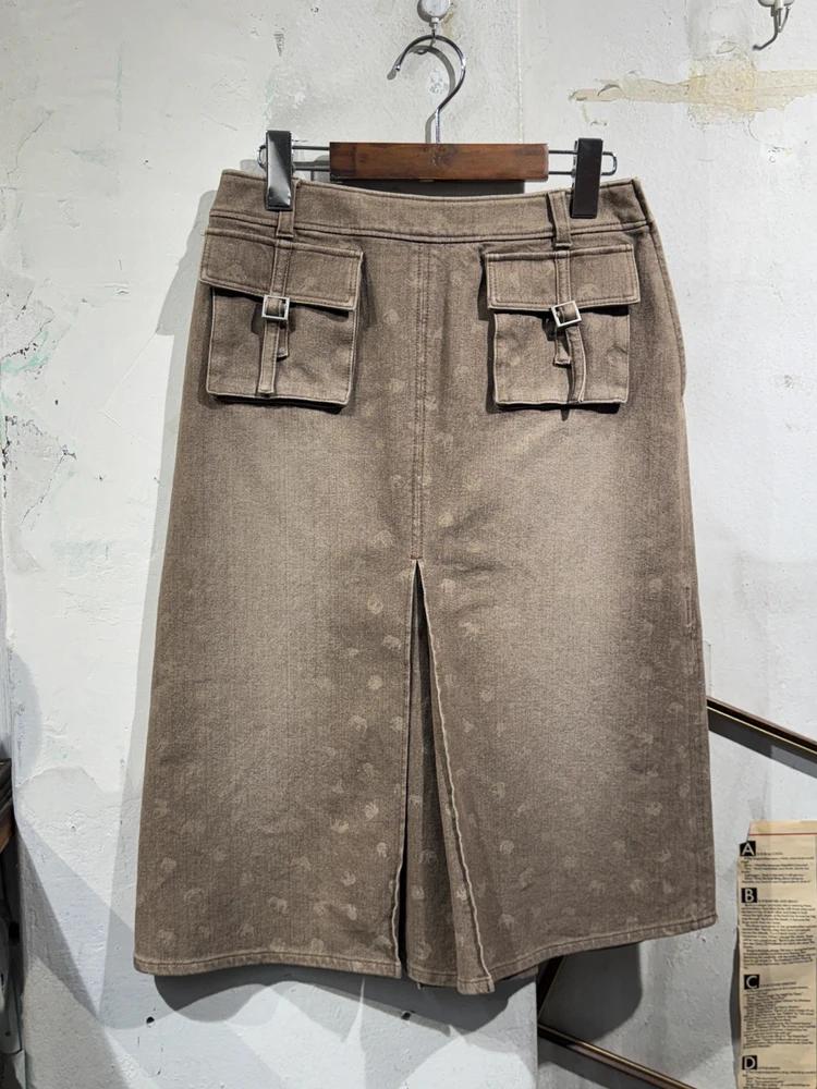 Krizia beige pocket detail skirt 3