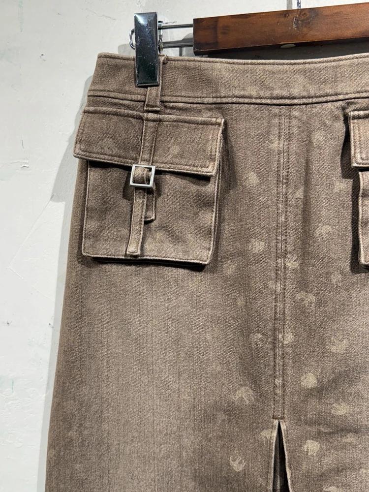 Krizia beige pocket detail skirt 4