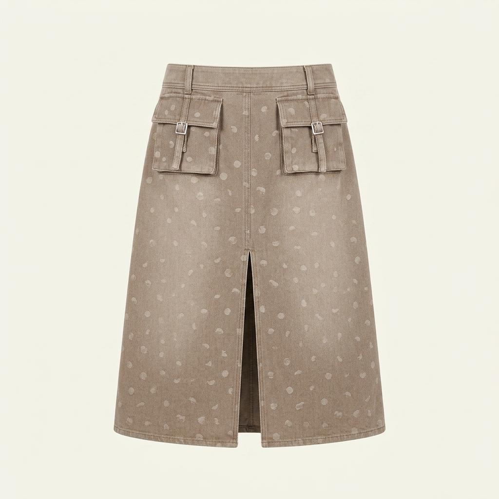 Krizia beige pocket detail skirt 1