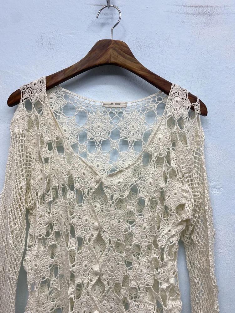 Ivory floral crochet cardigan 7