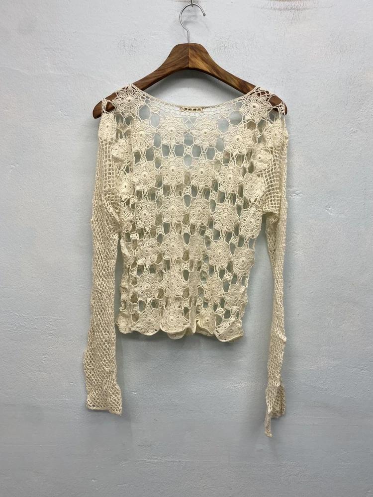 Ivory floral crochet cardigan 9