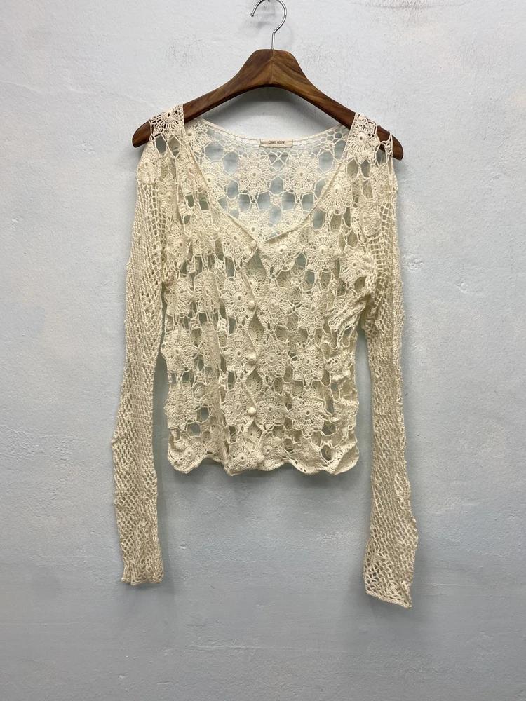Ivory floral crochet cardigan 6