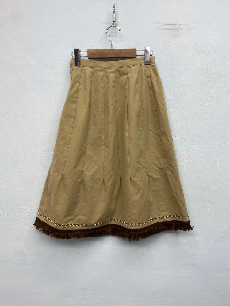Hiromichi Nakano beige flared tassel skirt 10