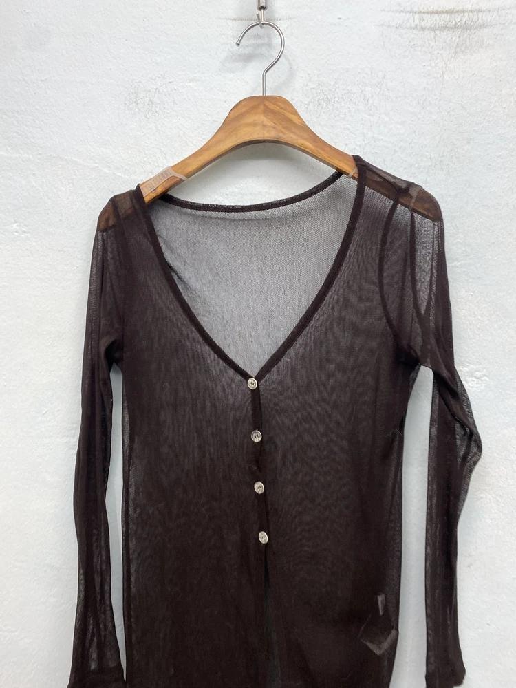 Brown see-through cardigan 6