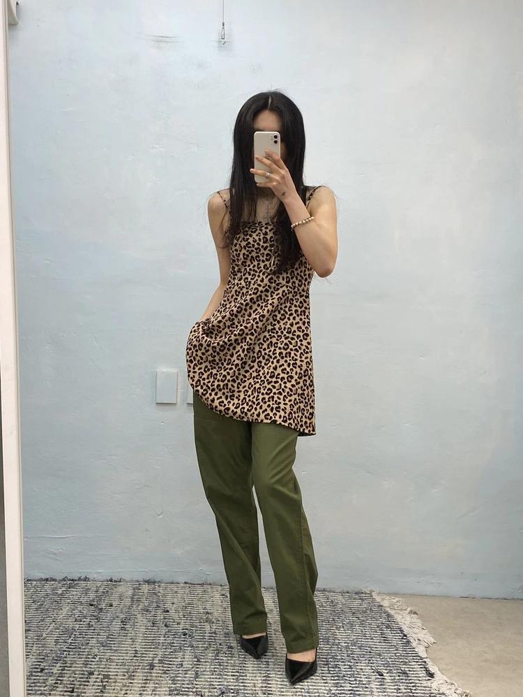 Olive green cotton fatigue pants 4