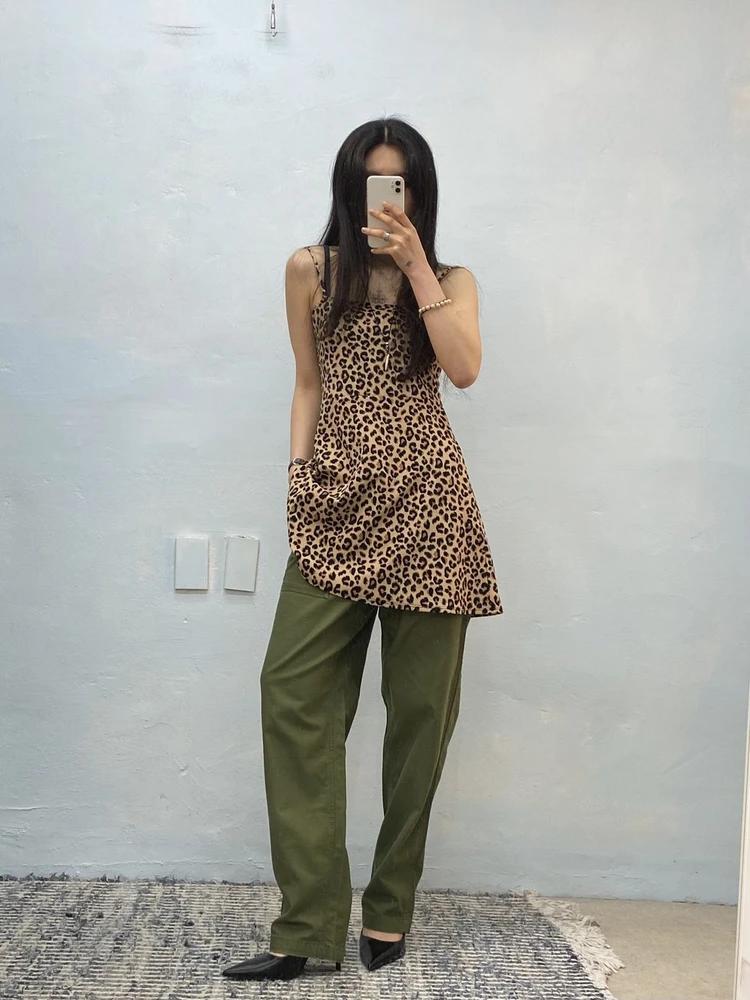 Olive green cotton fatigue pants 3