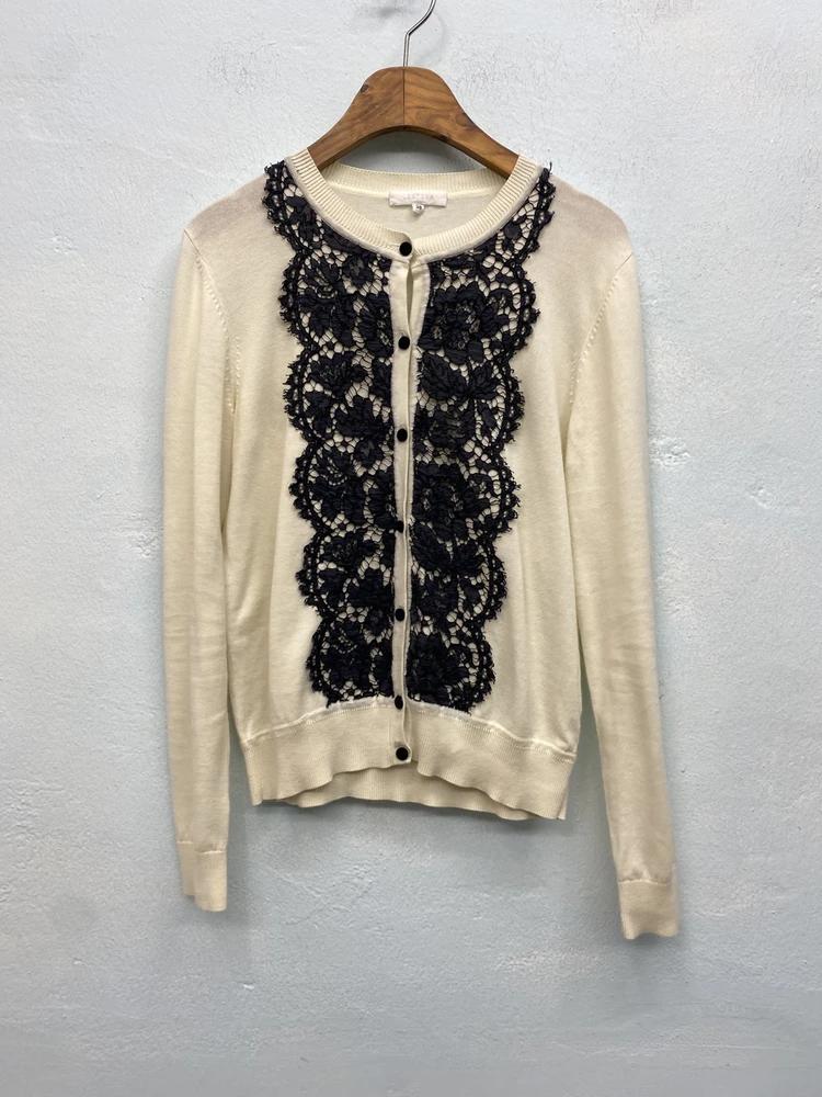 Ivory&black lace embroidered cardigan 6
