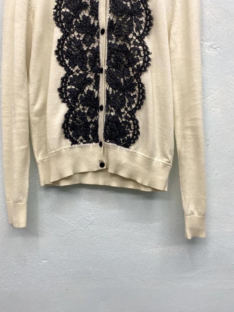 Ivory&black lace embroidered cardigan 8