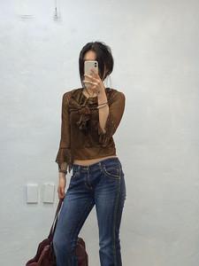 Brown glossy leopard blouse 2
